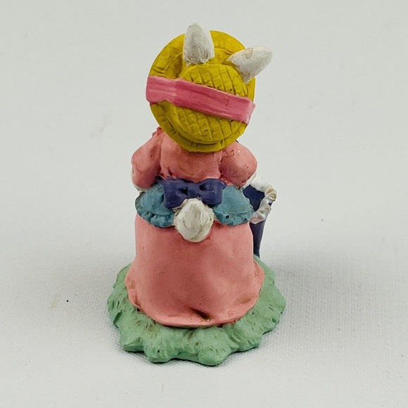 Cottontail Lane Bunny Pink Dress Figurine Resin Purple Parasol Easter Springtime - Picture 3 of 5